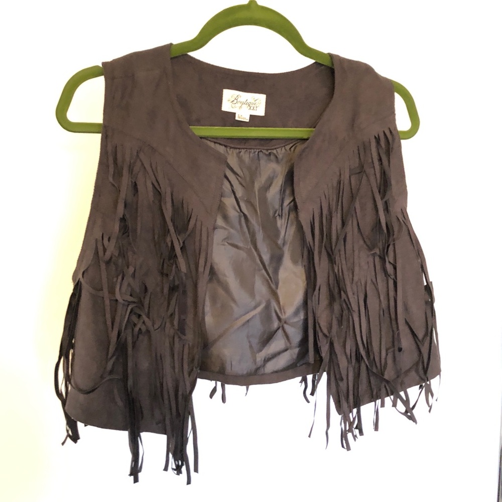 Forever 21 Boutique Fringe Cropped Vest- Size M